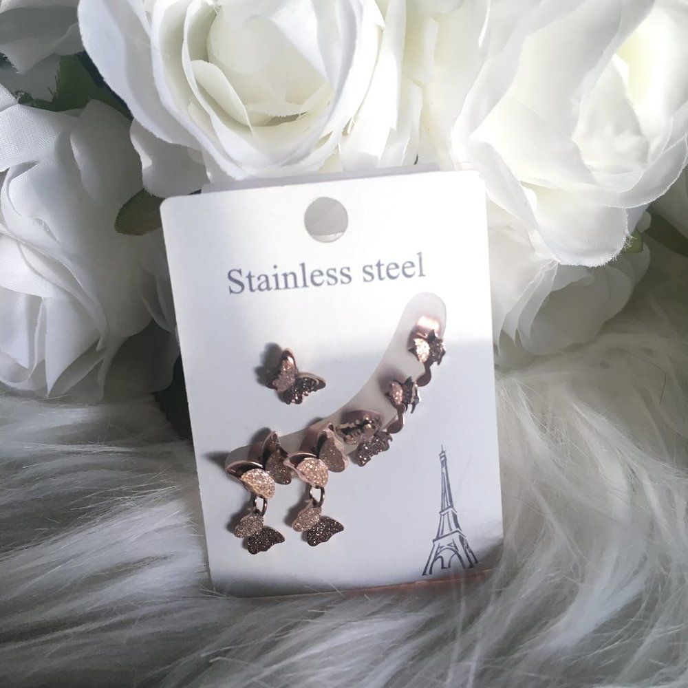 3 Pairs Stainless Steel Ear Stud Earring Piercing